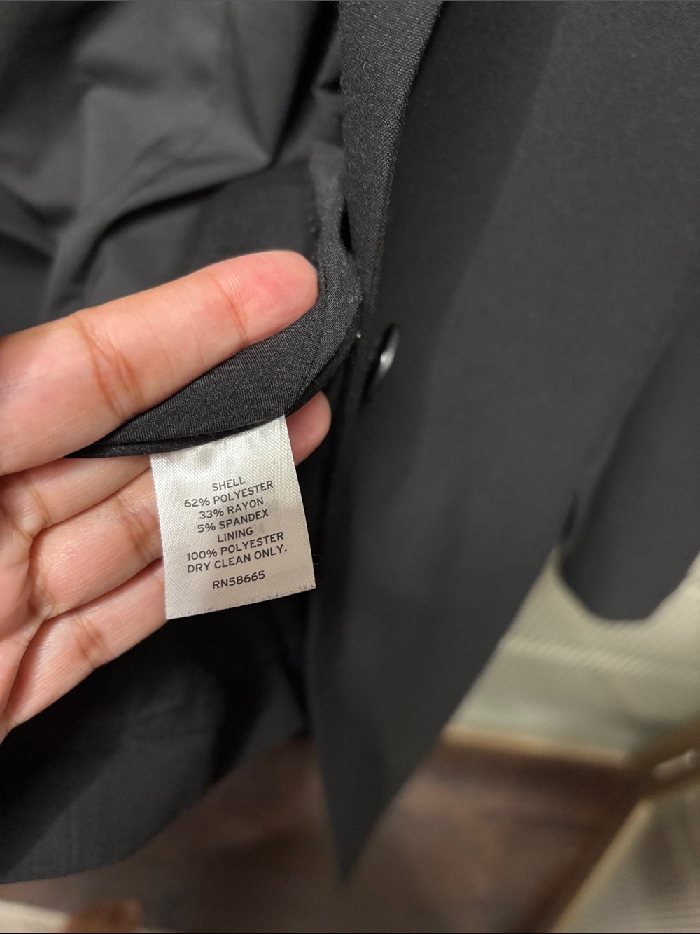 Nordstrom Black Single-Button Women's Blazer with Notch Lapel - Picture 7 of 9